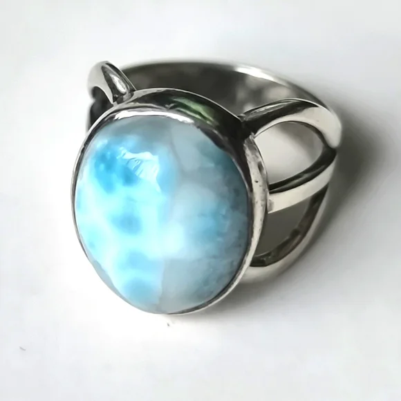 Sterling Silver Larimar Ring Sz 7.25